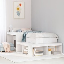 Comodino con Scrivania Bianco 232x122x75 cm Legno Massello di Pino