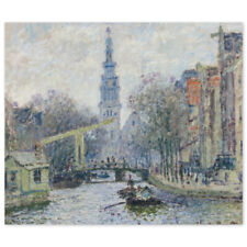 Claude Monet, veduta di Amsterdam con canale, poster