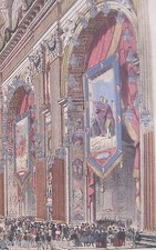 ARCHITETTURA_SCENOGRAFIA_ROMA_VATICANO_BELLISSIME DECORAZIONI_AFFOLLATA VEDUTA
