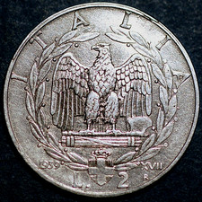 1939 Italy 2 Lire Vittorio