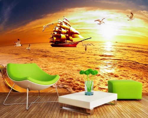 Carta parati mare barca - 3d,
