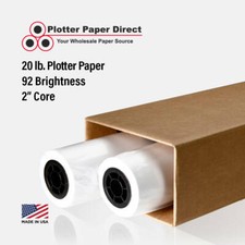 2 rotoli carta plotter bond 36" x 300' 20lb per stampanti inkjet grande formato