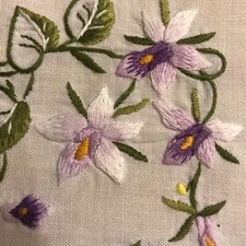 Copri Cesto Pane Con Ricami Di Violette Elaborate Di Ricami Fatti A Mano Nuovo