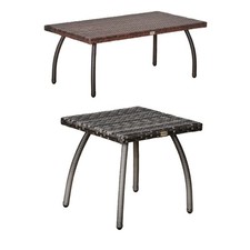 Outsunny Tavolino in Rattan Sintetico da Esterno e Giardino