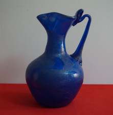 Vaso Murano iridescenza blu cobalto Seguso vetri d'Arte finitura scavo