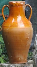 r329 Antica anfora CAPASONE da vino terracotta smaltata Puglia Epoca inizio 900