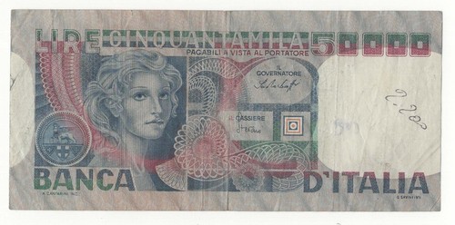 50000 lire volto donna - di,