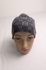 FENDI ROMA CAPPELLO BERRETTO BEANIE UNISEX TG UNICA HAT VINTAGE LOGO LANA GRIGIO