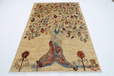 Tappeto 5x7 piedi paesaggio orientale beige tappeto afgano annodato a mano...