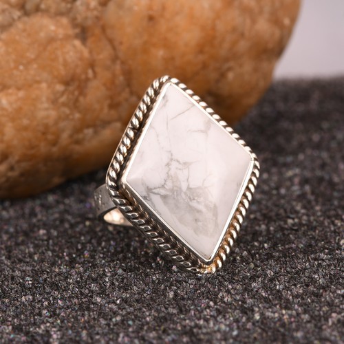 Anelli howlite bianco argento - howlite,