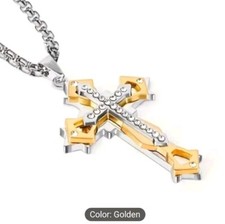 Ciondolo croce bicolore tre