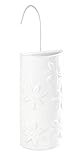 Wenko Umidificatore con motivo Fiori ceramica - Umidificatore per ambiente con ornamento floreale, adatto per il radiatore, Ceramica, 9 x 19.5 x 4 cm, Bianco