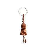 Weenwill Portachiavi Buddha in Legno Statuetta di Buddha Portachiavi Legno Ciondolo Regalo Buddista per Donne e Uomini Accessori per Chiavi Auto Fai-da-Te Regalo Portafortuna