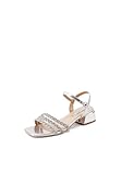 QUEEN HELENA Sandali Eleganti Donna con Strass con Tacco Basso con Cinturino ZM9944 (Argento, Sistema Taglie Calzature EU, Adulto, Donna, Numero, Media, 37)