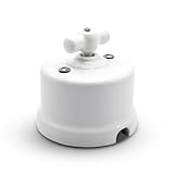 DOJA Barcelona | Interruttore Vintage in Ceramica | Bianco | Carico Massimo 10A | Interruttore Elettrico Retro a Parete | 1 Pezzo