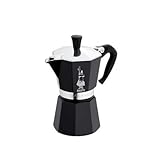 Bialetti Caffettiera Moka Express Color, 1 Tazza, Manico anti scottatura, Non adatta a induzione, 1 Tazza (60 ml), Alluminio, Nero