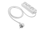 GTV Prolunga domestica, 3 prese, con 3 prese francesi, lunghezza 1,5 m, carico massimo 2000 W, spina europea, durevole e sicuro
