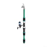 GLFLOW Set di canna da pesca telescopica portatile con mulinello in fibra di carbonio per pesca sul lago e torrente da 1,8 m (set verde)