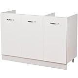 Shally Dogan Mobile Sottolavello per Cucina 3 Ante componibile Mobiletto base da 120 per lavello (120 x 50 x 85 cm, Bianco)
