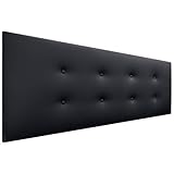 DHOME Testata in Similpelle o Tessuto AQUALINE Pro con 2 file di bottoni Testata imbottita Letto di lusso (Similpelle Nero, 160x50cm (Letti 150/160))