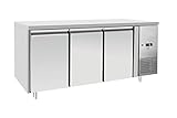 METRO Professional Banco refrigerato GCC3100, acciaio inox, 334L, tavolo da lavoro con frigorifero, 3 porte a chiusura automatica, 400W, scongelamento automatico, con serratura, ideale per gastronomia