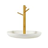 BUYSK Vassoio portachiavi per tavolo d'ingresso, vassoio organizer con 3 ripiani in legno per chiavi, bracciali, orologi, gioielli, telefono (rotondo)