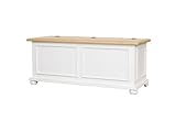 Vicentini arreda CASSAPANCA BAULE IN LEGNO SHABBY CHIC MOD CIPOLLA BICOLORE BIANCO E NATURALE (L 120 P 42 H 50)