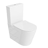 LAVITA WC monoblocco con cassetta di scarico integrata ANTON WHITE Set completo WC con coperchio con chiusura automatica WC in ceramica senza brida Sistema di scarico TORNADO