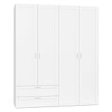 IDMarket - Armadio a 4 ante VITO bianco armadio 160 cm con 2 cassetti e ripiani