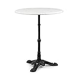 blumfeldt Patras - Tavolino da Bar con Bordo Decorativo, Tavolo da Esterno, Tondo, Base in Ghisa, Interni ed Esterni, Impermeabile, Resistente al Gelo, Ø 60 cm, altezza 71 cm, Bianco