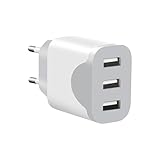 Caricatore USB, Adattatore di Caricabatterie USB a 3 porte per iPhone 17 16 15 14 13 12 11 Pro Max SE XS XR 8 Plus SE, iPad (Bianco-1)