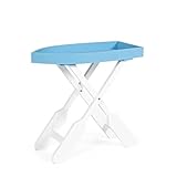 Decor Space Tavolo Gozzo pieghevole in legno d'abete, decorazione per soggiorno e sala da pranzo (Bianco-Azzurro, 60x30x56)