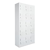 Danieli | Armadio casellario in metallo con serratura. Armadietto spogliatoio a 15 posti con ante grigie