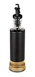 Wenko Oliera e acetiera Boga, 300 ml, beccuccio con sistema a 1 click per un dosaggio preciso, bottiglia di vetro con copribottiglia in acciaio inox e plastica, Ø 6 x 25 cm, trasparente/nero