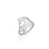 LIKGREAT Anello a forma di testa di cane/lupo/volpe, in acciaio inossidabile, anello punk per donne, gioiello regalo per donne, Acciaio inossidabile