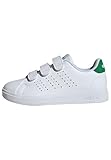 adidas Unisex - Bambini Advantage Base 2.0 Shoes Children, Cloud White/Cloud White/Green, 34 EU