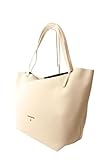 PATRIZIA PEPE Shopping in pelle martellata con doppi manici e Fly a rilievo off white Taglia Unica off white