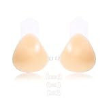 VicSec Reggiseno Push Up Invisibile in Silicone, Reggiseno Adesivo Lavabile Riutilizzabile Appiccicoso per Abito da Sera Senza Schienale Senza Spalline Coppa A circa DD, Beige-m,Taglia unica