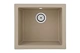 Respekta Ohio Lavello in Mineralite beige sabbia/Lavello da incasso a 1 vasca da 50 x 44 cm/Lavello adatto a basi da 50 cm di larghezza
