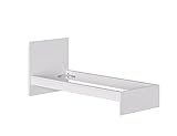 Iconico Home MIK Struttura Letto Singolo con testiera portaoggetti, Legno Composito, Bianco Opaco, 90x200 cm