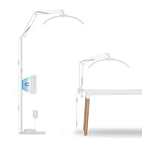 Lampada a mezza luna professionale, lampada di estensione per ciglia con telecomando, 3000 K-6500 K, illuminazione a LED regolabile, lampade estetiche pieghevoli su piedi o scrivania per trucchi, cure