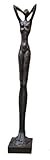 Generico Statua Decorativa da Interno/Esterno, Donna Filiforme in Resina Bronzata, 120-140 cm, Base 20 cm (statua+base 140cm)