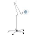 Beaudreaul lampada con lente d'ingrandimento, regolabile a 360°, 5 lampadine, piedistallo e treppiede, ideale per cosmetici e lavoro degli estetisti