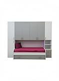 Generico Mcs Mobili - Camera Ponte Eco Easy - Rete a Doghe - Bianco Frassinato e Grigio - Misure 287x92x245H - Camerette
