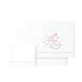 various - Set di lenzuola per lettino 60 x 120 cm, per neonati primavera e autunno, tipo 100% cotone extra morbido in Spagna-(basso+piano di lavoro+federa cuscino-luna colore BCO/rosa