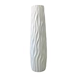 Baoblaze 58 Cm Vaso Da Terra Alto, Grande Vaso Cilindrico per Fiori Decorativo Realizzato in Pp, Vasi Moderni Da Interno Design per Fiori Secchi Alti, Rami O Composizioni Artificiali, Bianco