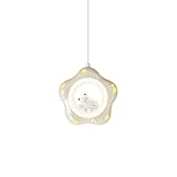 LONGDUOU Lampadario Creativo in Resina a Forma di Orso e Coniglio dei Cartoni Animati, Lampada a Sospensione a Stella Rotonda(Milky Color Star Bear)