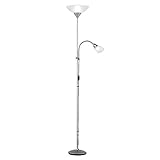 Reality Leuchten Reality R4393-87 Erzwo Piantana, 1xE27 150 W/1xE14 40 W LED, Metallo, Titanio/Bianco, 180 cm, 1 Unità (Confezione da 1)