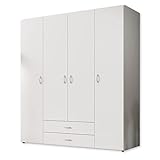 Stella Trading BASE, Armadio classico in 3 diverse dimensioni, versatile, ante a battente, bianco, 160 x 177 x 52 cm, L x A x P