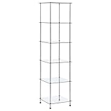 vidaXL Scaffale a 6 Livelli Scaffalatura Vetrina Portaoggetti con Ripiani Armadio Armadietto Libreria Trasparente 40x40x160 cm Vetro Temperato
